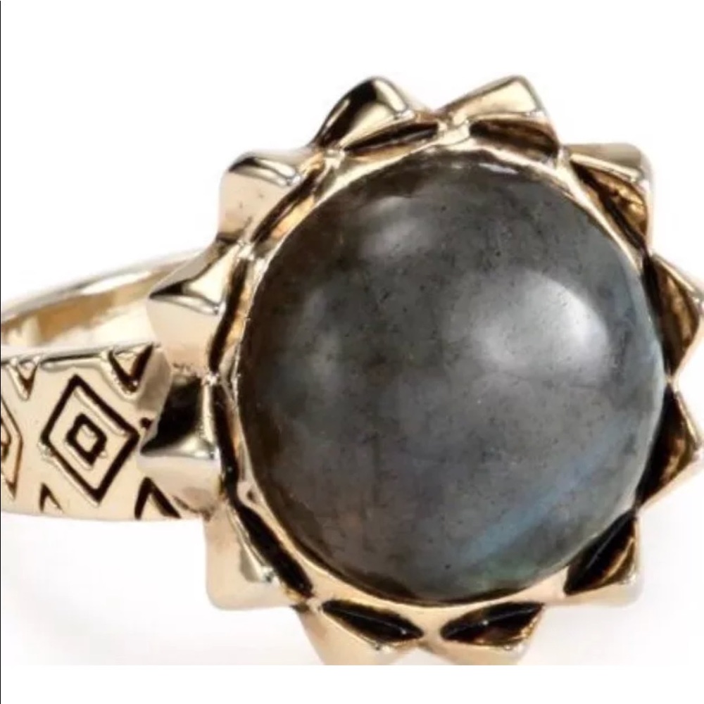 House of Harlow Spike Ring Labradorite Stone Sz 6